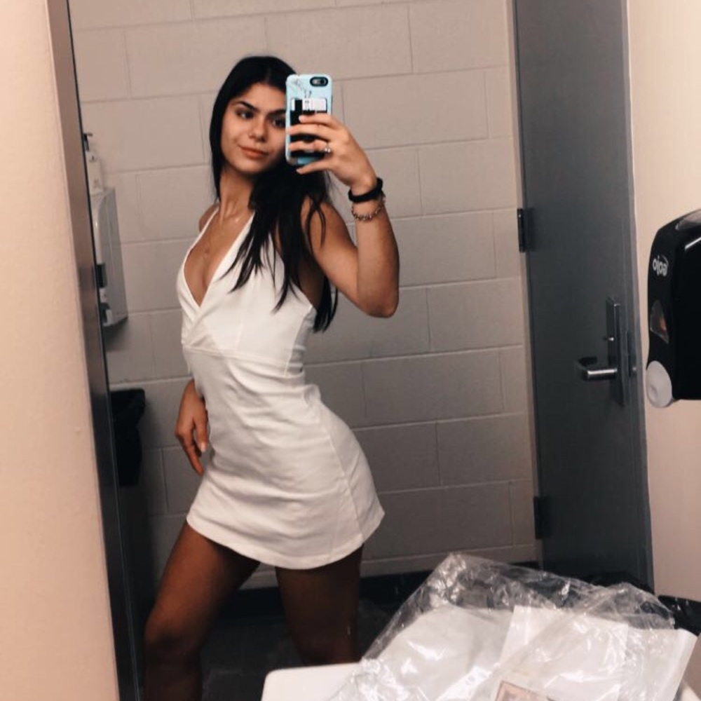 White Denim Halter Mini Dress